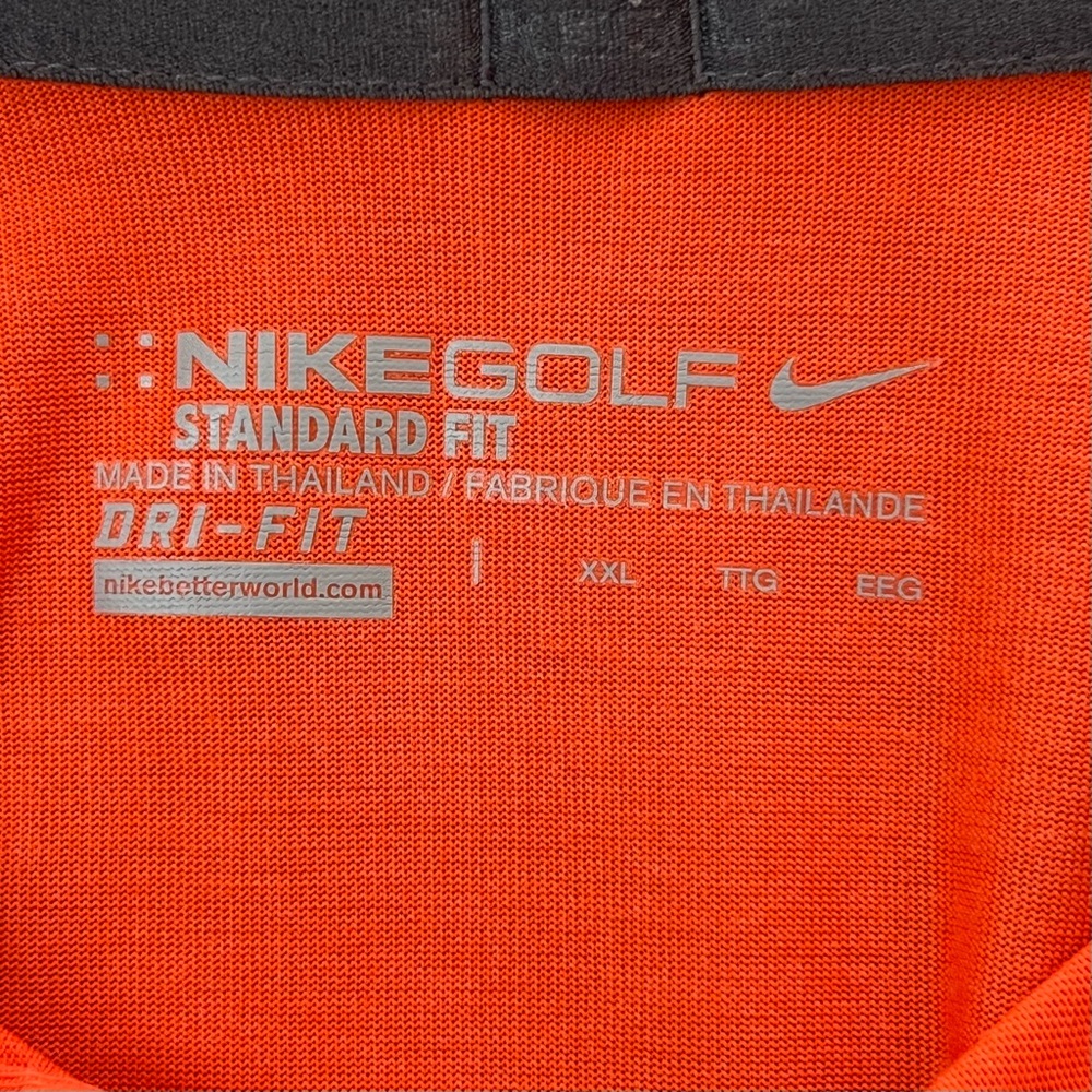 Men’s Nike Golf Standard Dri-Fit Orange Polo Shirt Men’s Size XXL Subtle Stripe - Picture 4 of 8